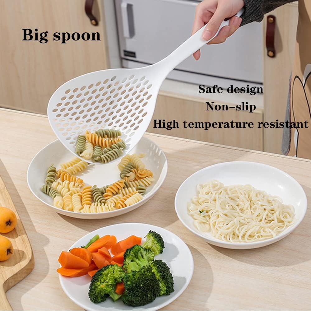 2 Pieces Plastic Skimmer Spoon with Handle White and Orange