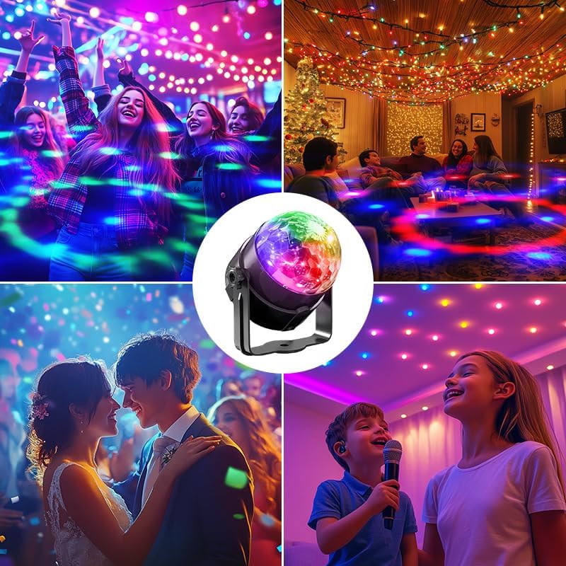 Yiixuyo 3-Pack Sound Activated Party Lights with Remote Control