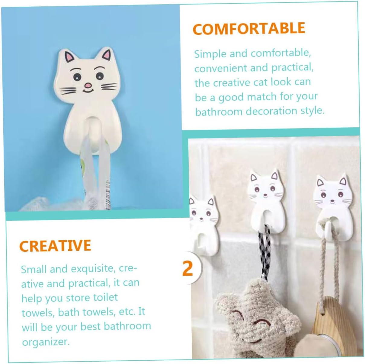 HOUDERCO 9pcs Adorable Cat Wall Hooks 1