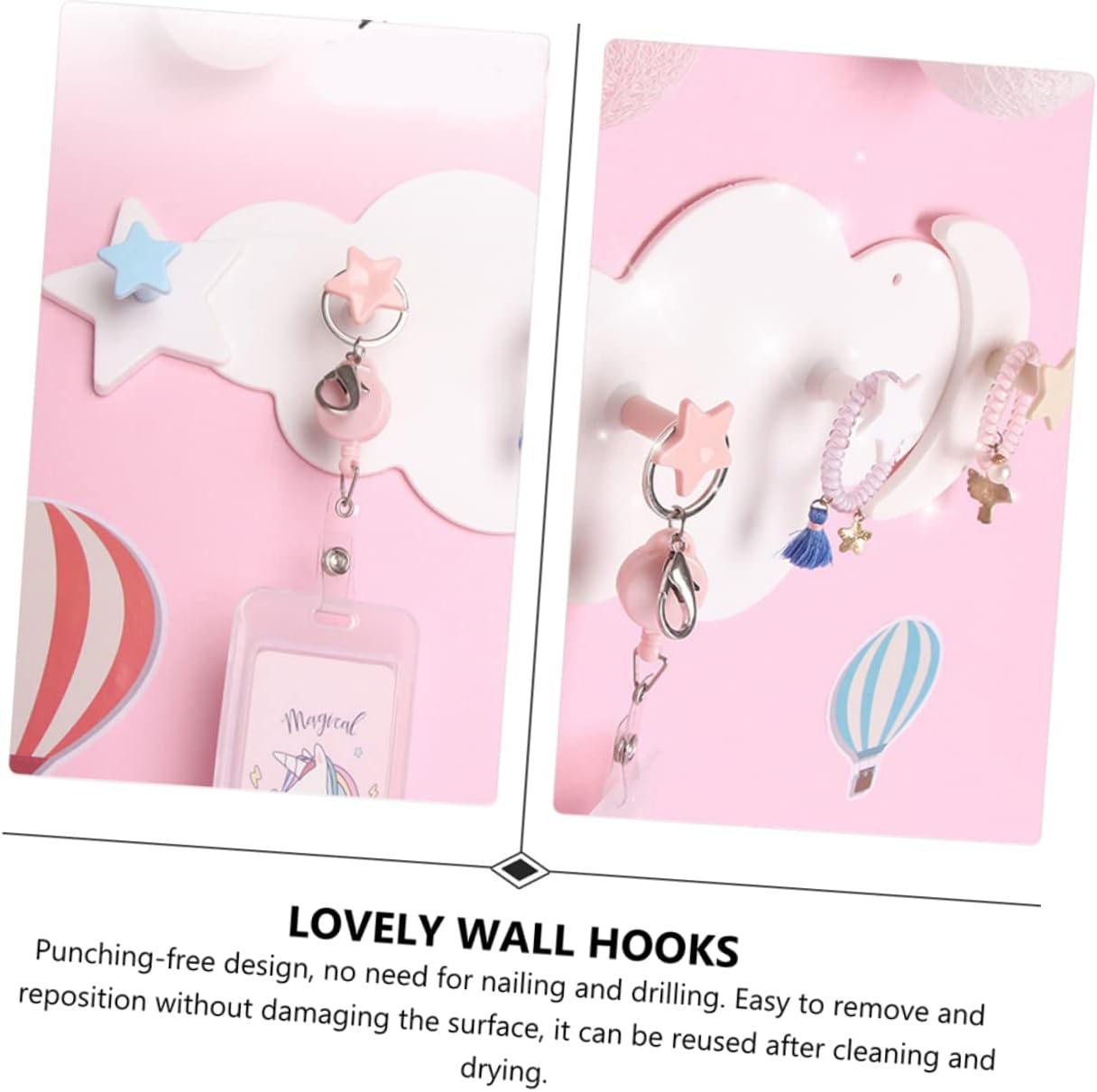 Healifty Adhesive Wall Hooks 2pcs Cloud Moon Star Design