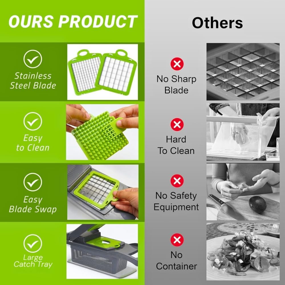Quick Sync 16-in-1 Vegetable Chopper with 8 Blades and Safety Gloves