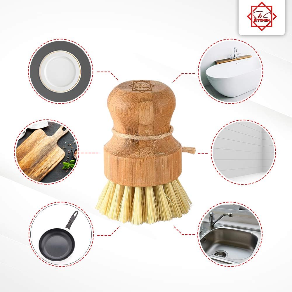 S C Bamboo Scrub Brush Set of 3