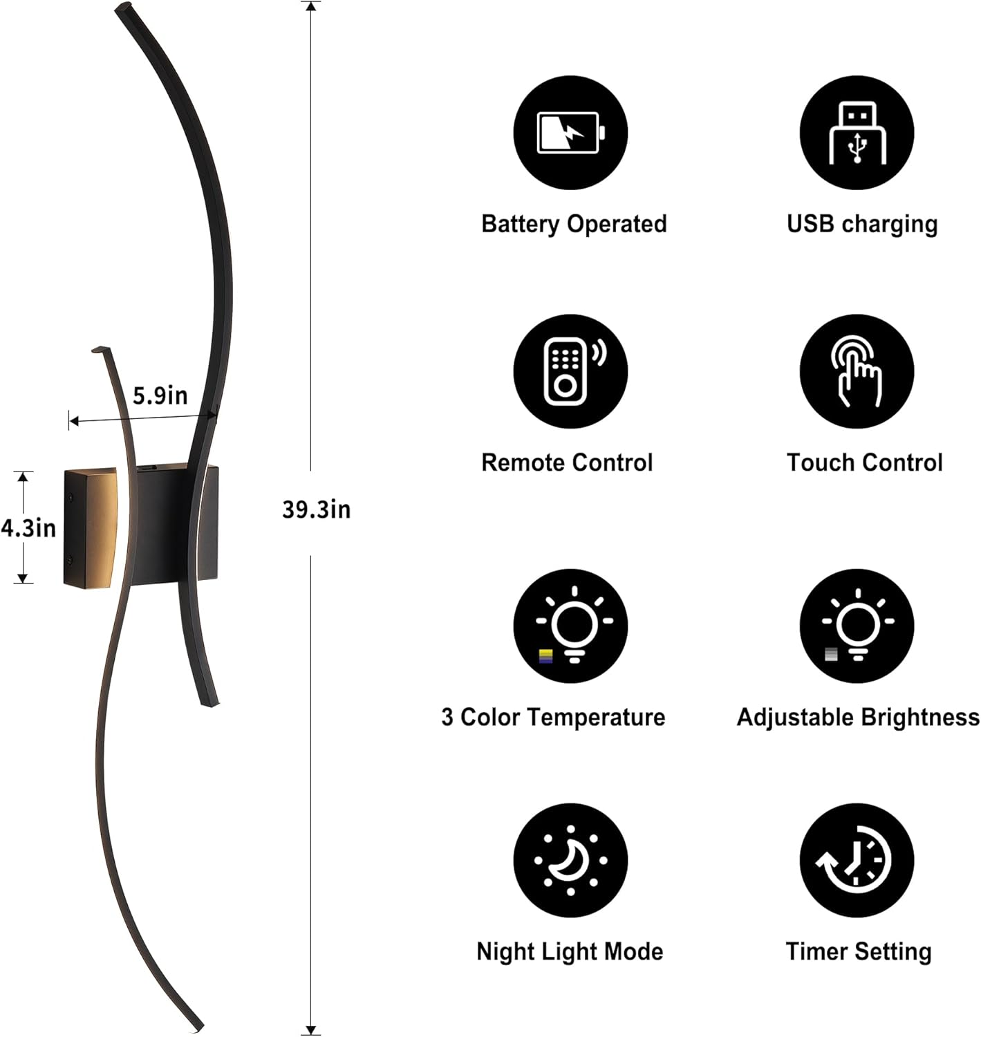 Battery Operated Wall Sconces Set of Two with Remote Control