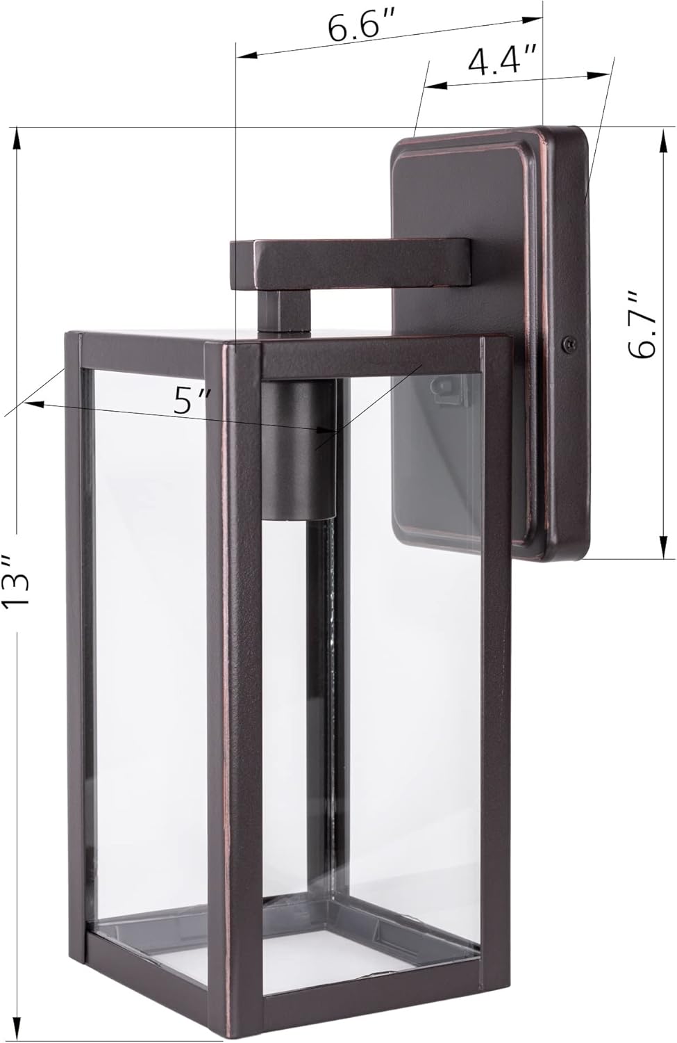 LIT-PaTH 2-Pack Wall Lantern with E26 Base Glass Shade