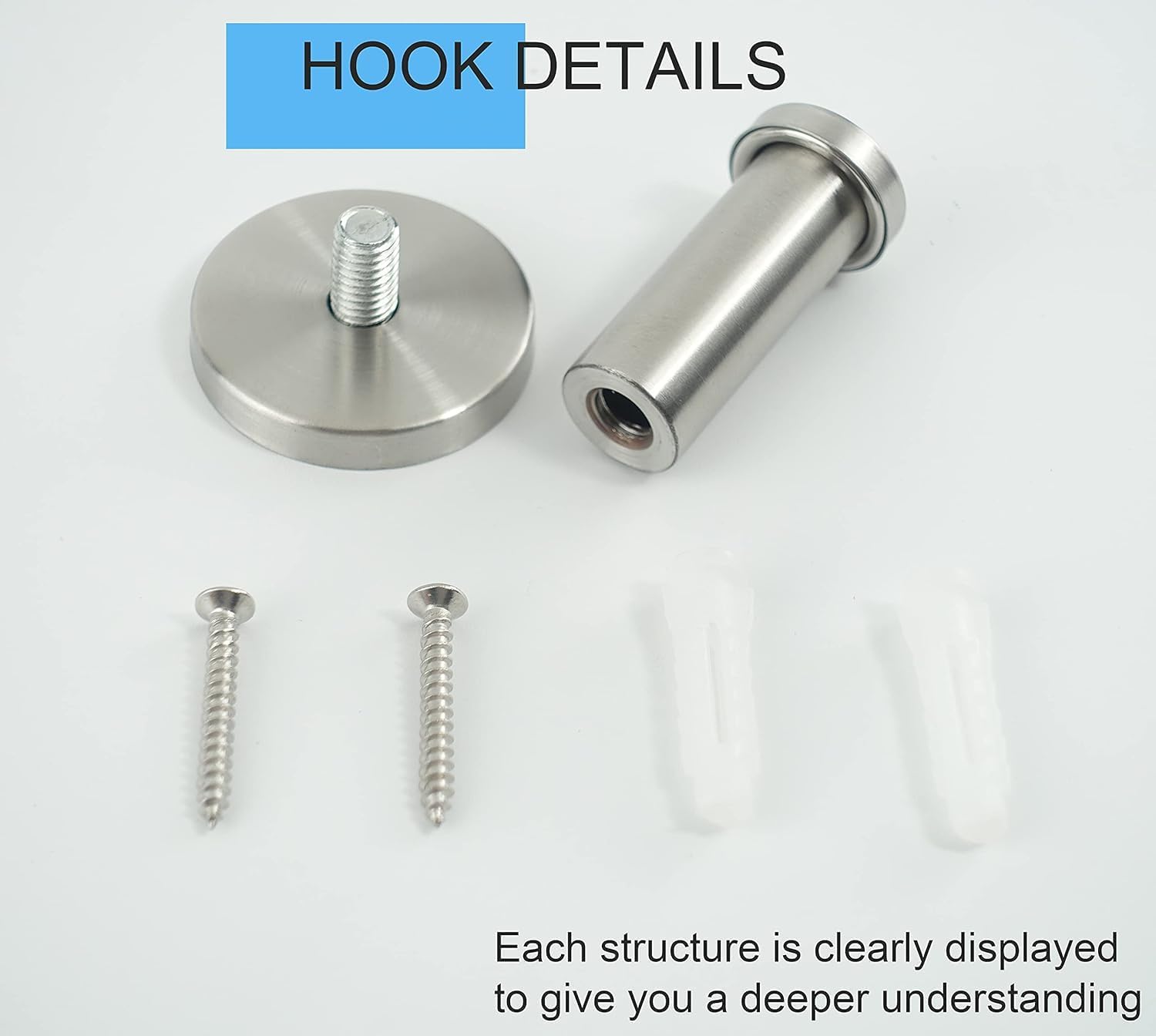 Vanloory 4 Pack Bathroom Towel Hooks with Brushed Finish