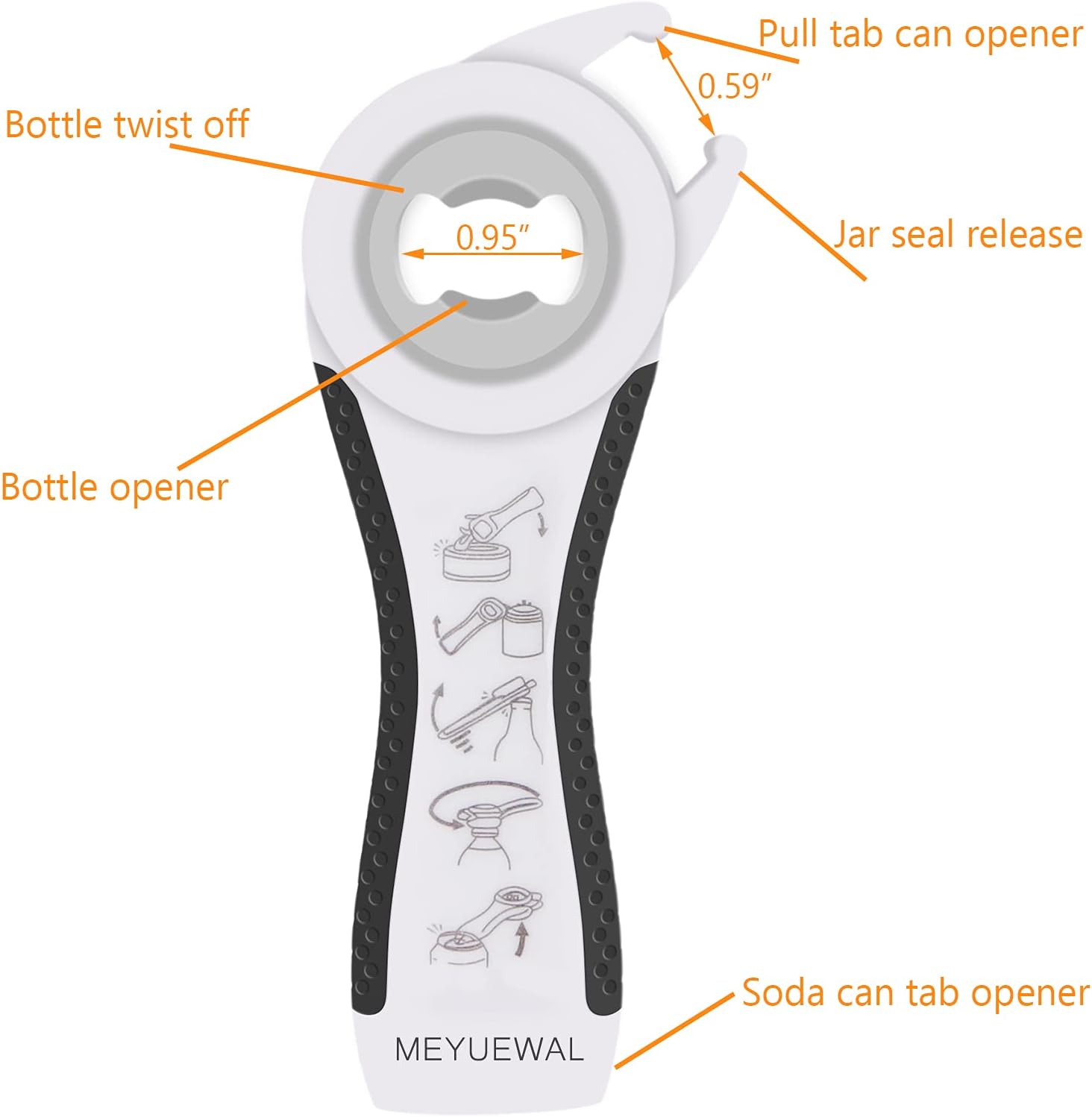 MEYUEWAL 5 in 1 Jar Opener Bottle Opener Kit White