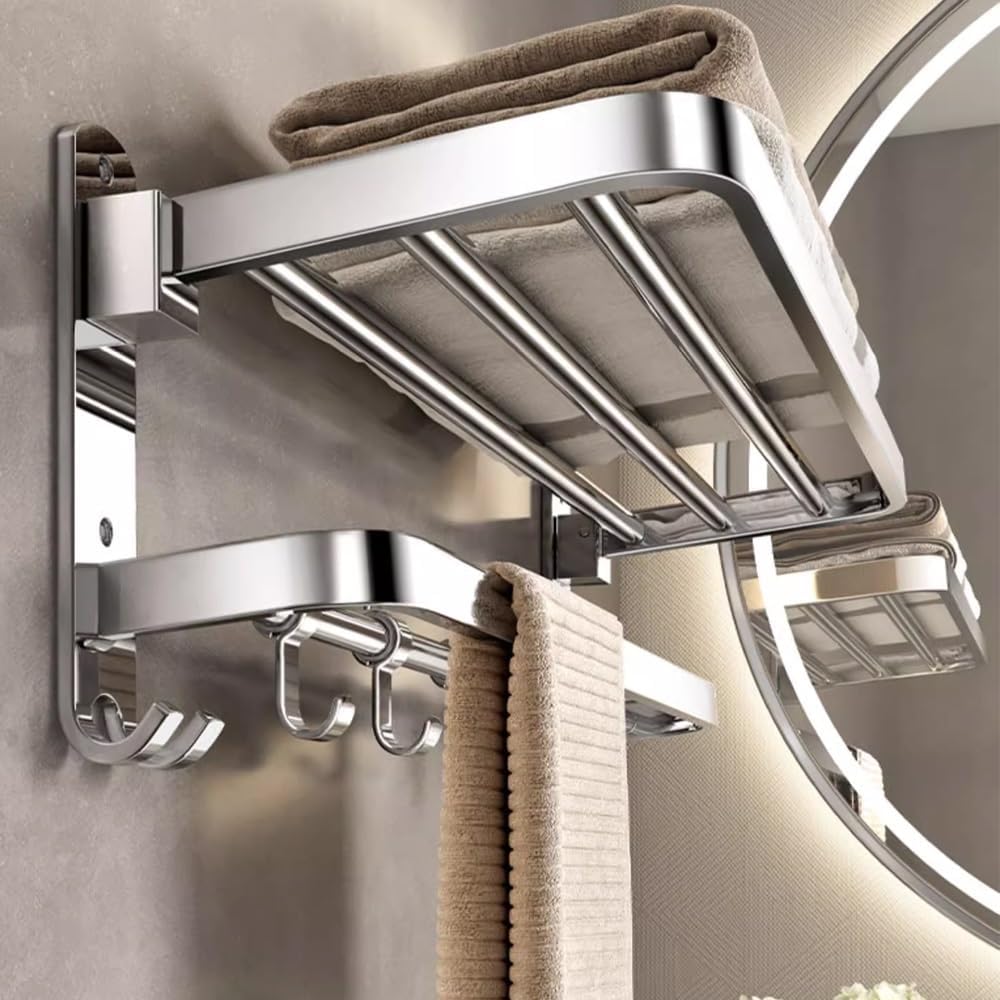 ANNBKA 50cm Wall-Mounted Towel Holder with 304 Stainless Steel Bars