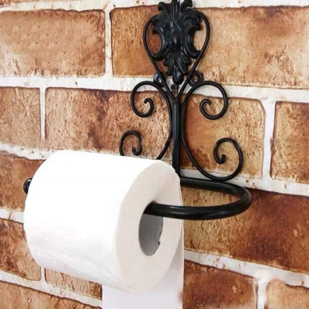 Heaven2017 Black Metal Toilet Paper Holder Wall Mount