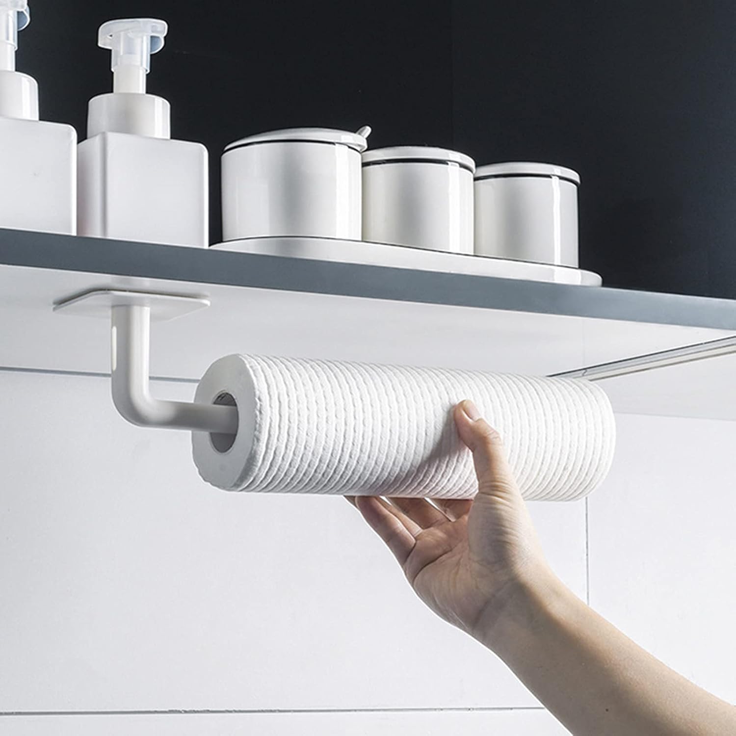 Goodliest Toilet Paper Holder Wall Mount Plastic Adhesive White