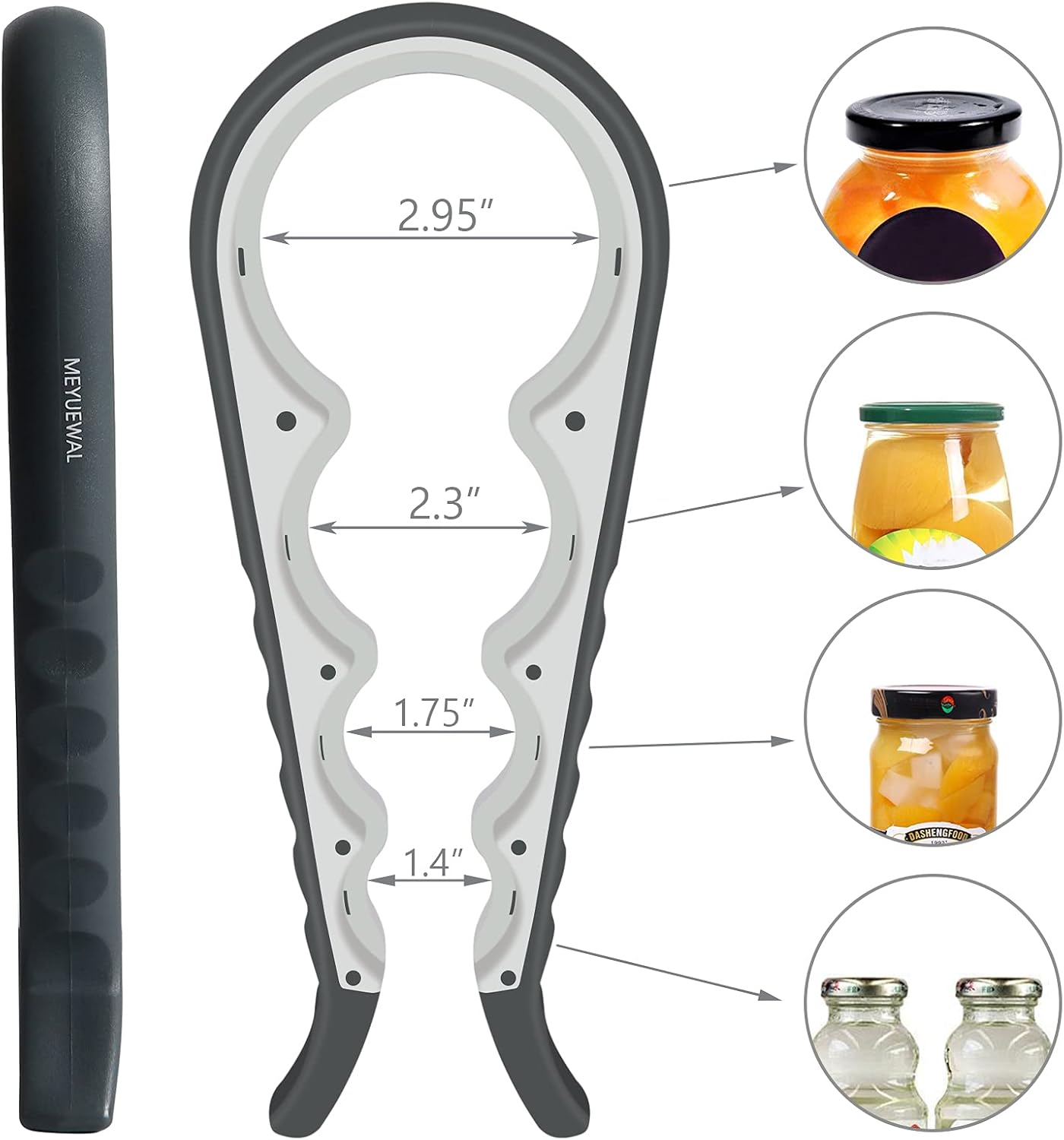 MEYUEWAL 5 in 1 Jar Opener Bottle Opener Kit White