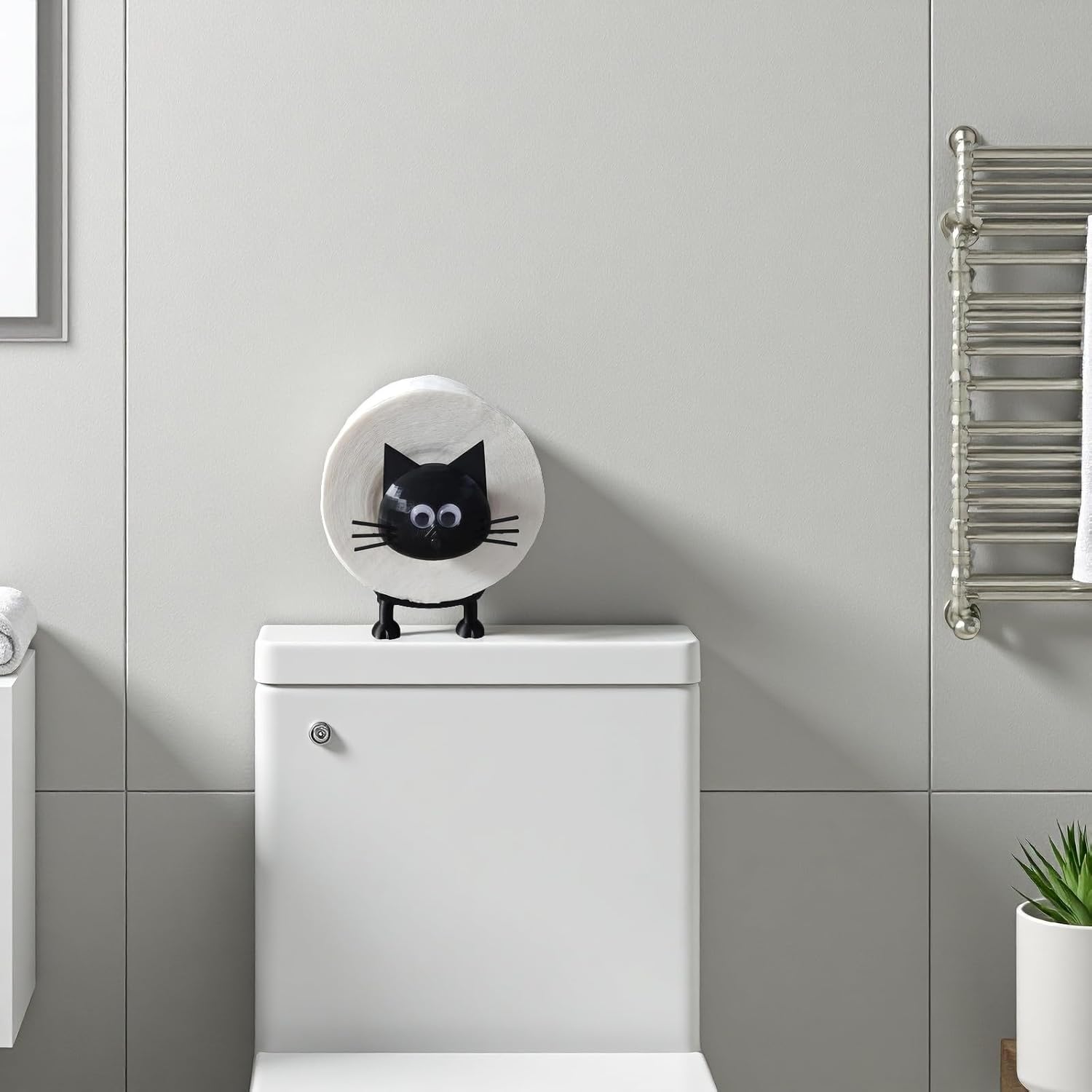 Cute Black Cat Toilet Paper Holder - 4D Printed Decor