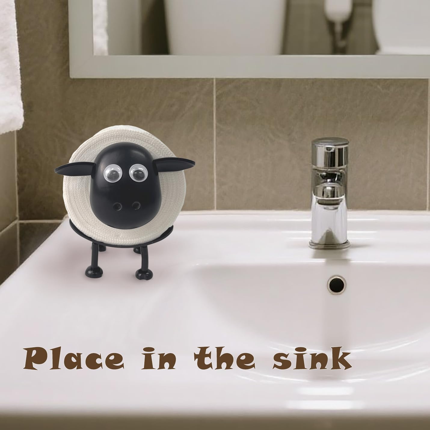 Beiskll Funny Sheep Toilet Paper Holder Black