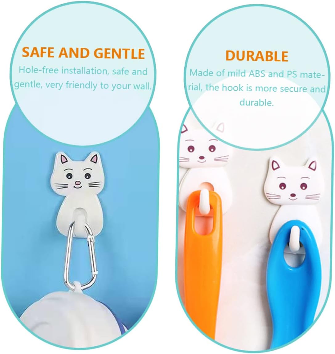 Amosfun 9PCS Adorable Cat Shaped Wall Hooks for Bathroom Storage
