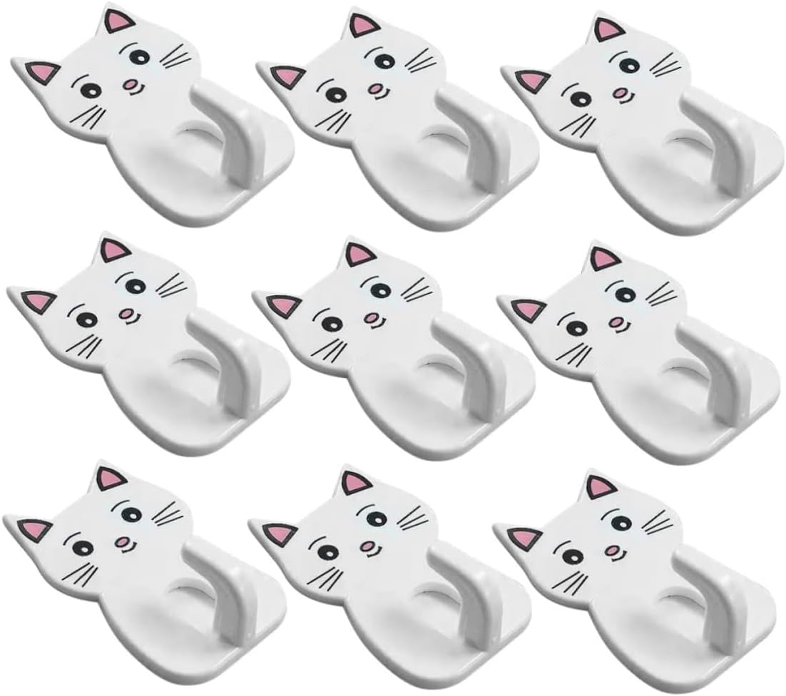 9pcs Cat Shaped Towel Hooks for Bathroom Storage 1