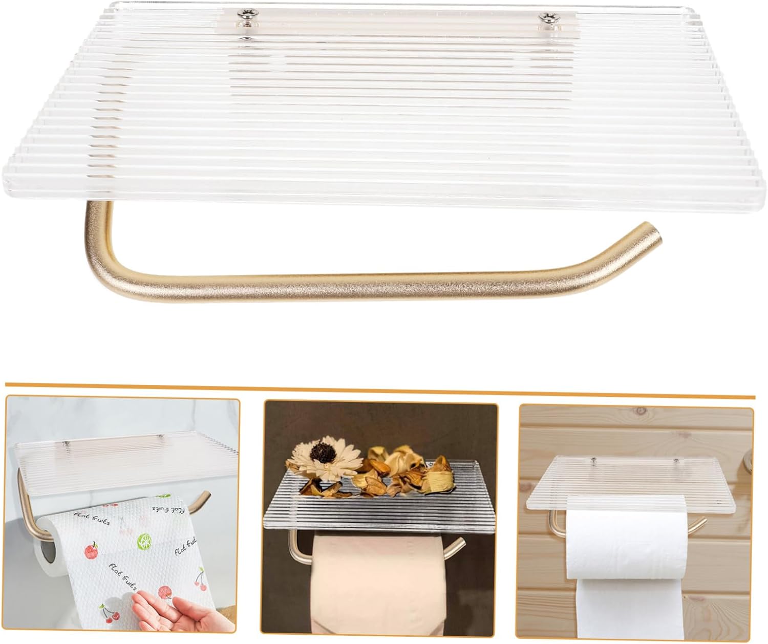 Wall Mounted Paper Towel Holder with Acrylic Shelf