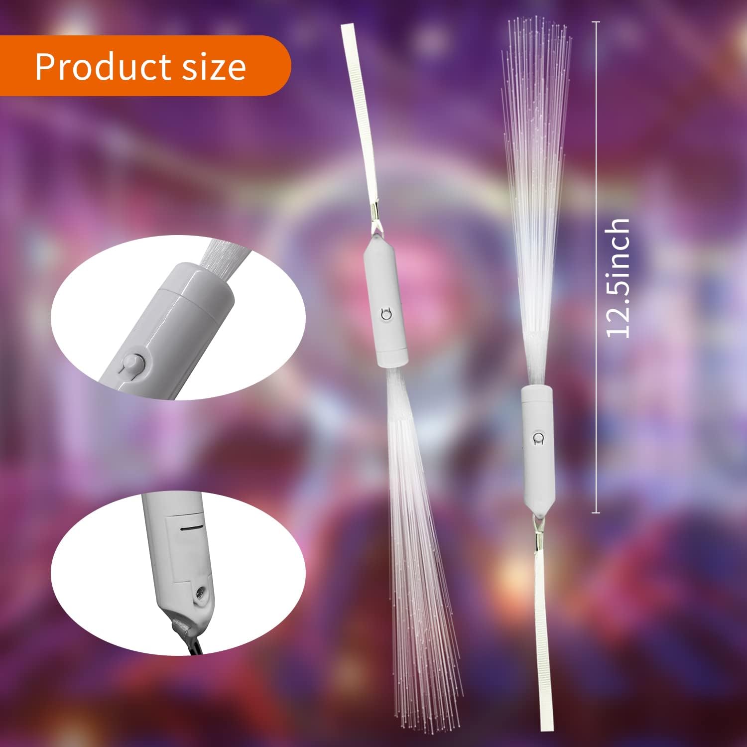 15 PCS White Fiber Optic LED Glow Sticks Party Favors
