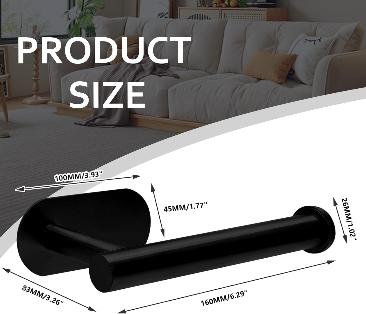 Stainless Steel Self Adhesive Toilet Paper Holder Black