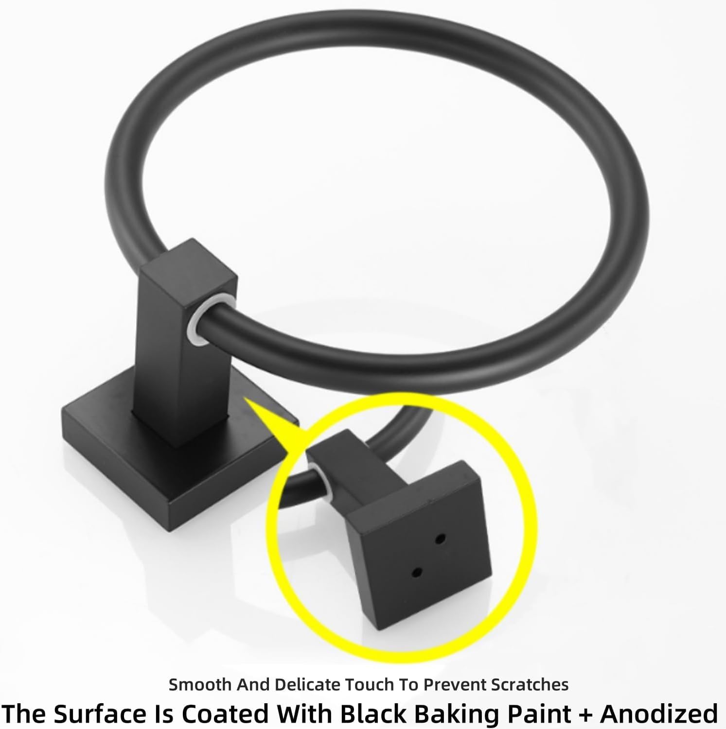 Matte Black Stainless Steel Towel Ring