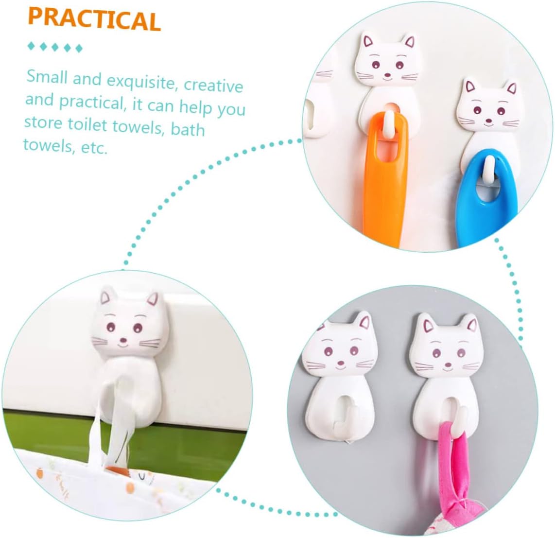 BUGUUYO 9PCS Cat Towel Hooks for Bathroom Storage