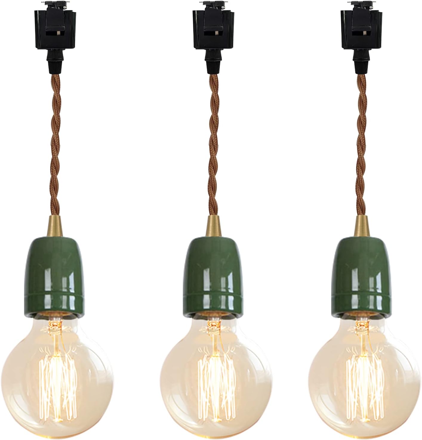 KAYYELAMP Green E26 Ceramic Pendants Track Lighting Set of Three