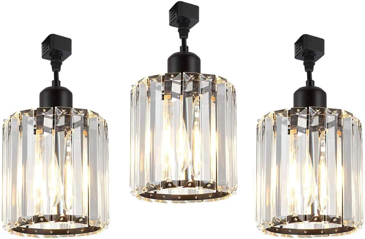 Kiven 3-Lights Track Lighting Pendant Dimmable Industrial Mini Glam Crystal