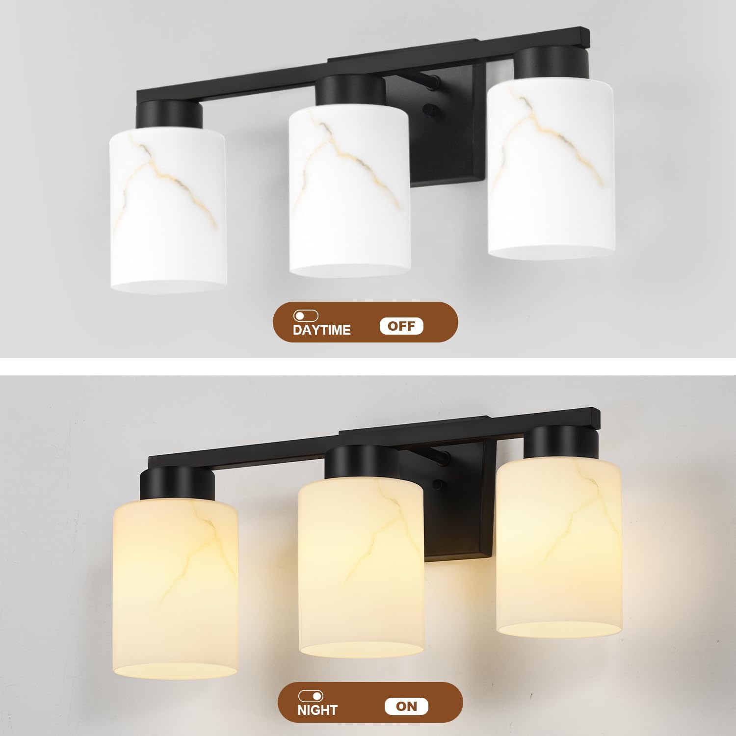 Mieloxiy 3-Light Black Metal Wall Lamp with Art Glass