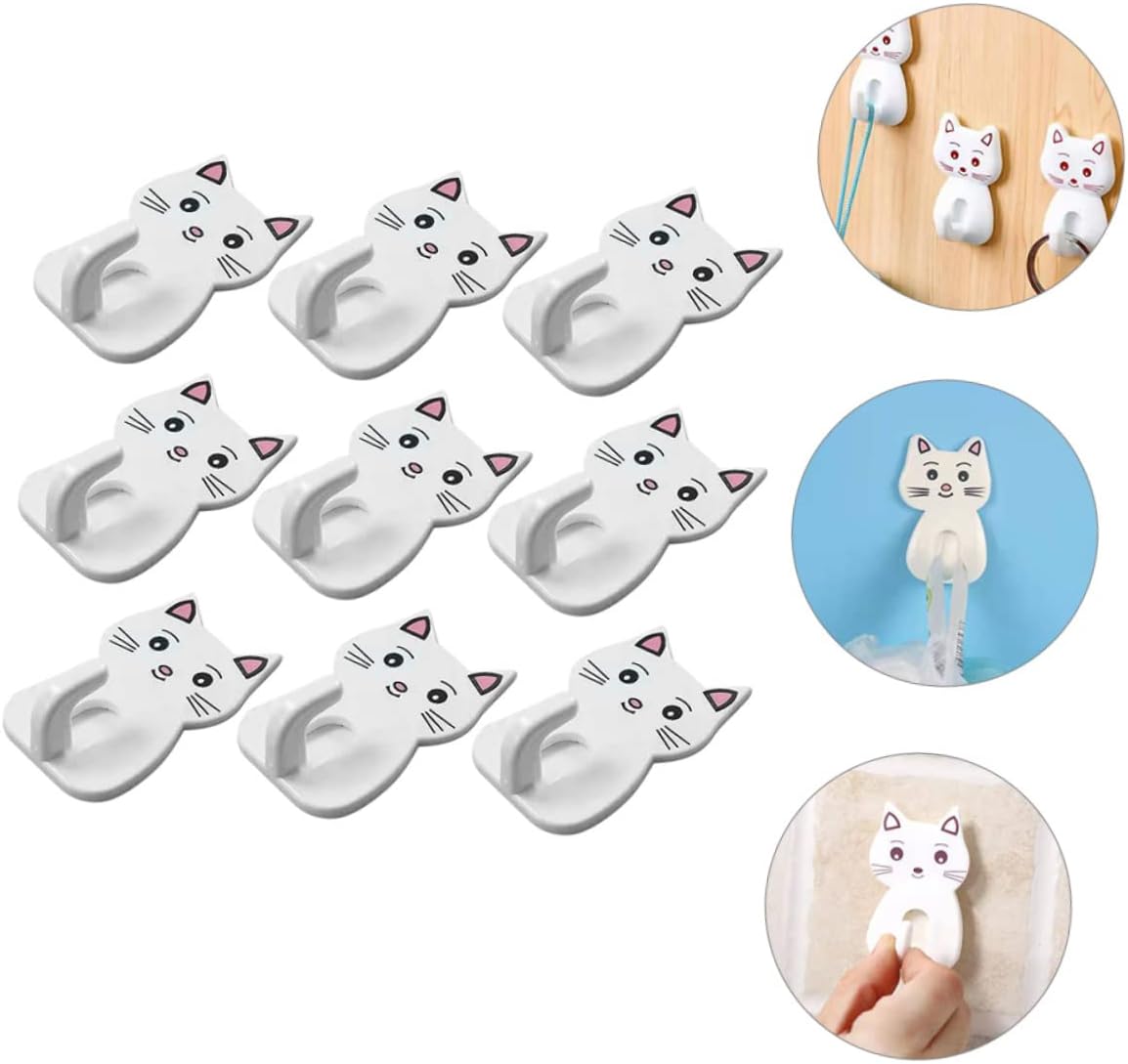 9pcs Cat Shaped Towel Hooks for Bathroom Storage 1
