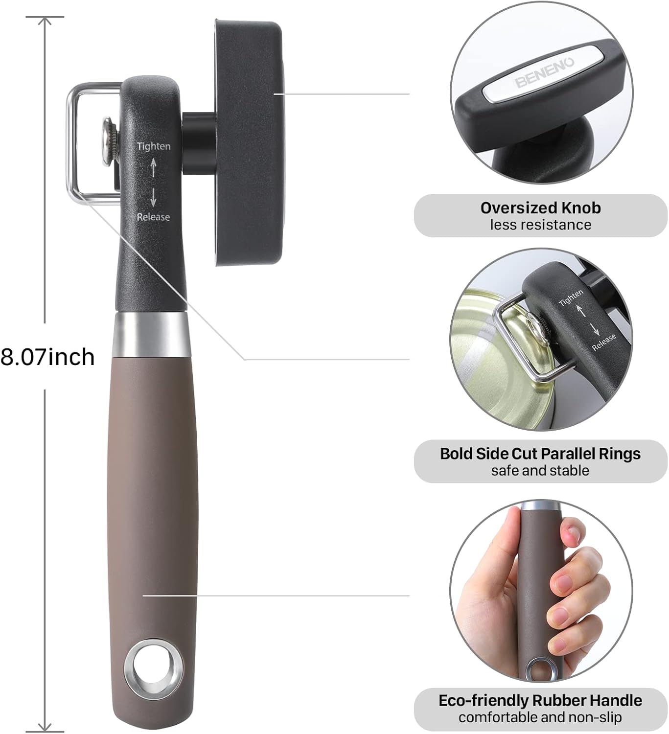 Beneno Smooth Edge Manual Can Opener with Durable Blade