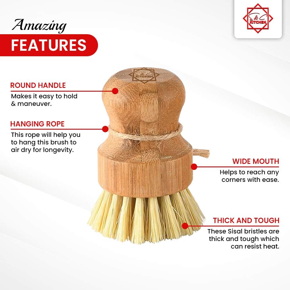 S C Bamboo Scrub Brush Set of 3