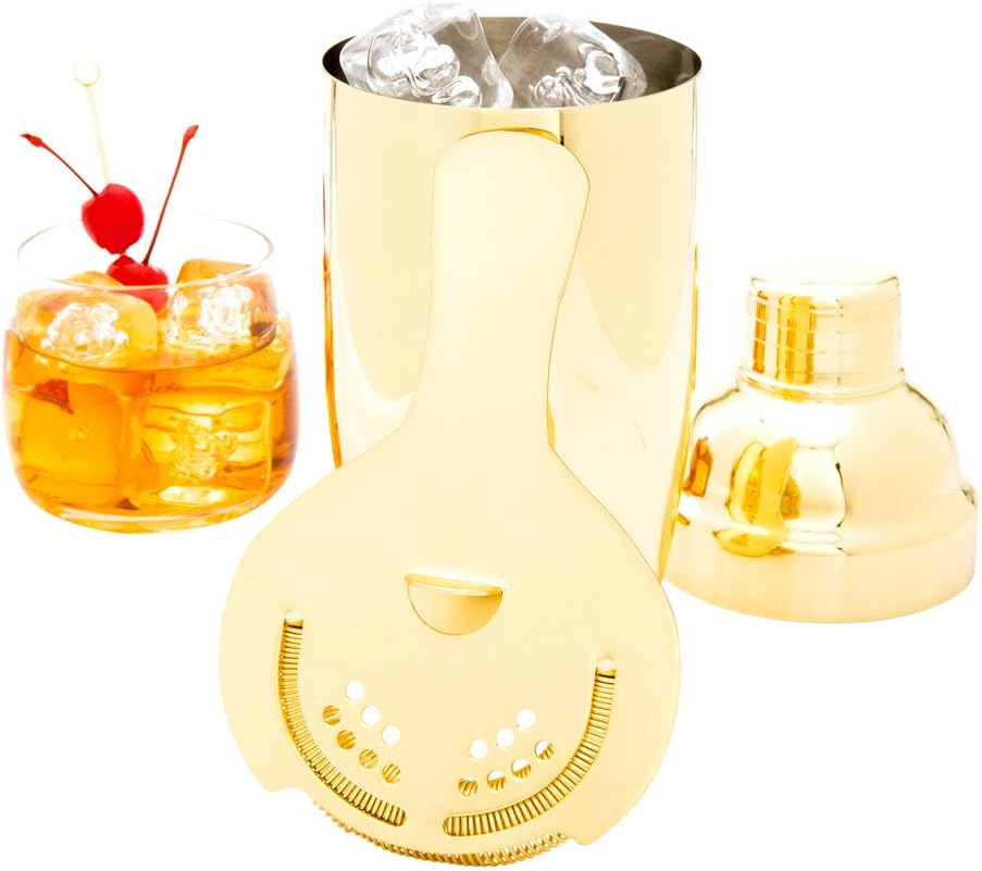 Restaurantware Bar Lux Cocktail Strainer - 6x375 Inch Gold Plated Stainless Steel