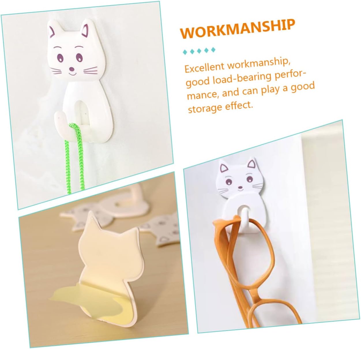 DECHOUS 9pcs Adorable Cat Wall Hooks for Bathroom