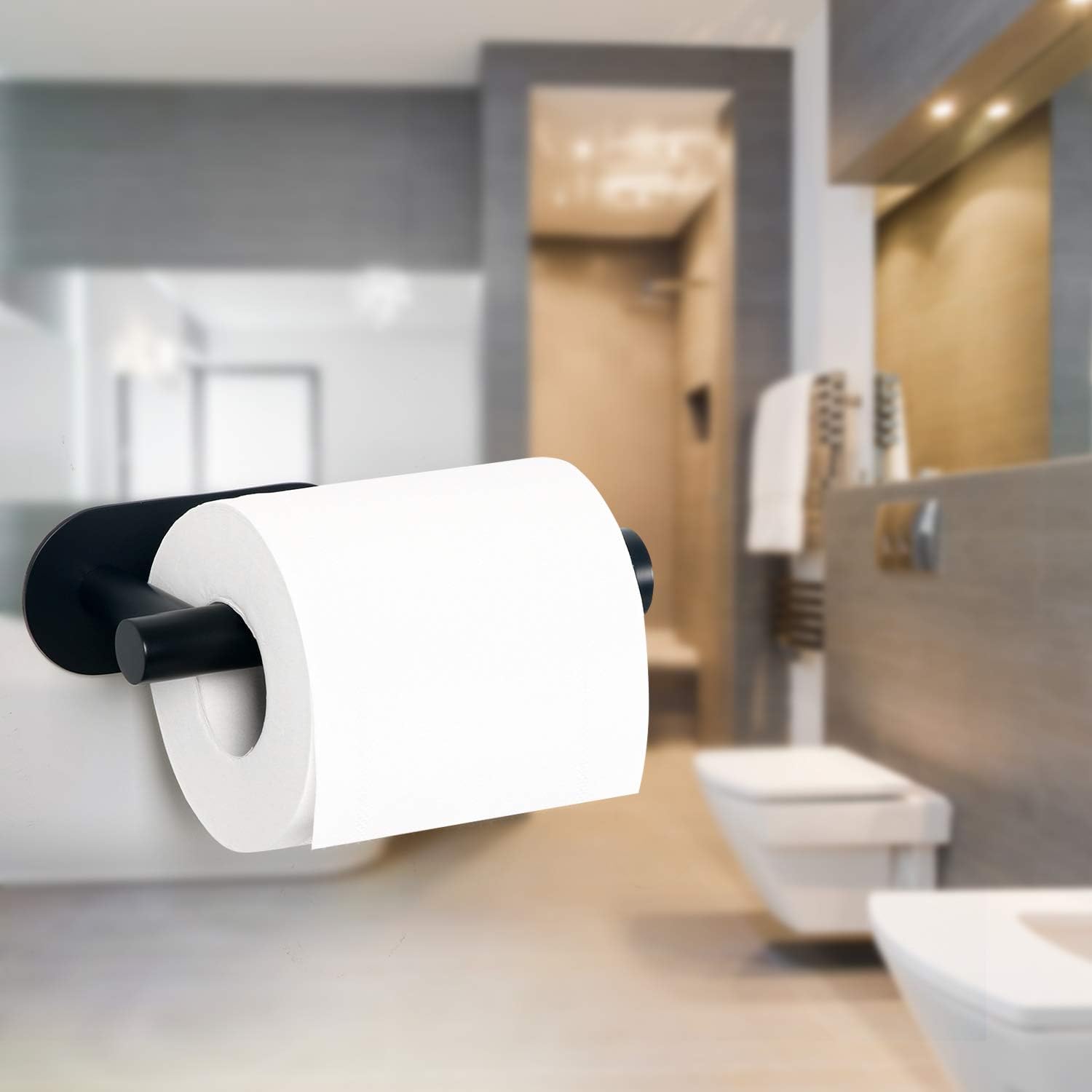 HouseAid Self Adhesive Toilet Paper Holder Matte Black 1