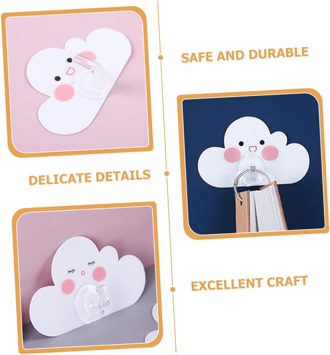 12pcs Cloud Shape Adhesive Wall Hooks for Coats Towels