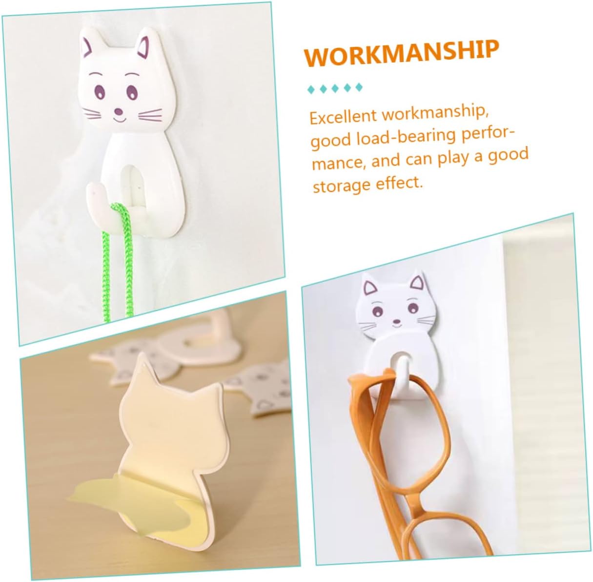 Amosfun 9PCS Adorable Cat Shaped Wall Hooks for Bathroom Storage
