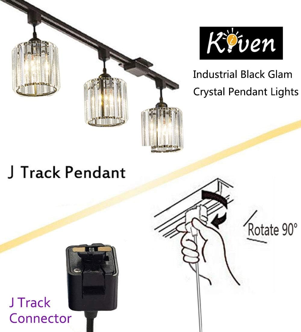 Kiven 3-Lights Track Lighting Pendant Dimmable Industrial Mini Glam Crystal