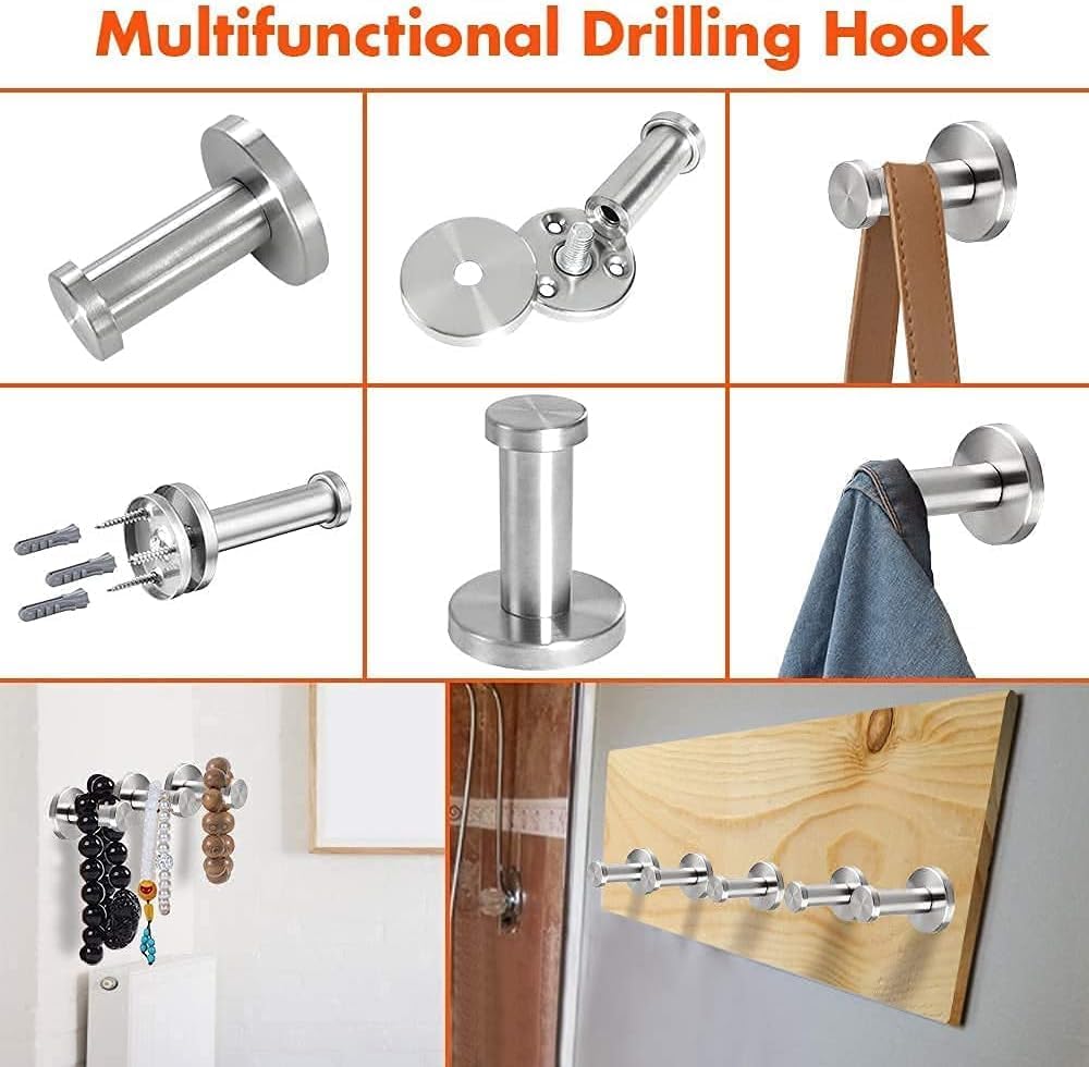 Vanloory 4 Pack Bathroom Towel Hooks with Brushed Finish