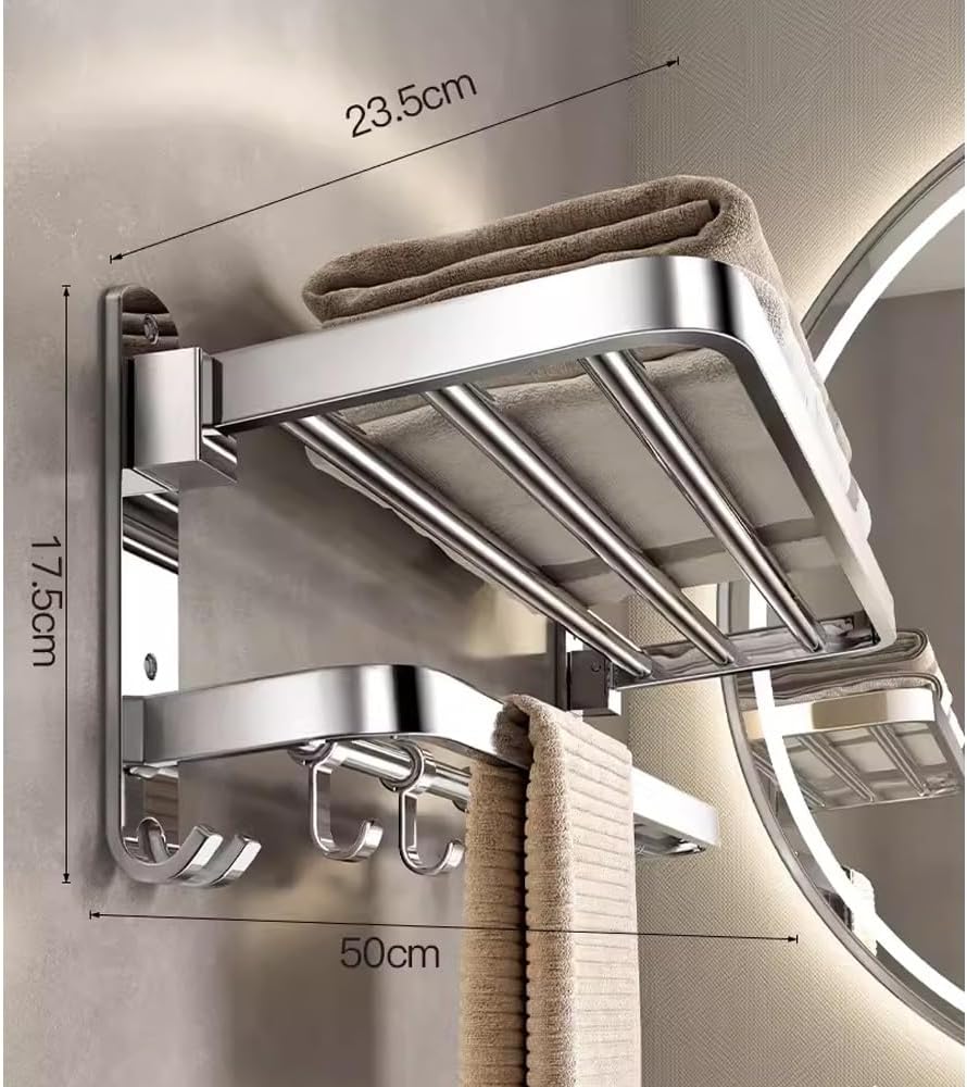 ANNBKA 50cm Wall-Mounted Towel Holder with 304 Stainless Steel Bars