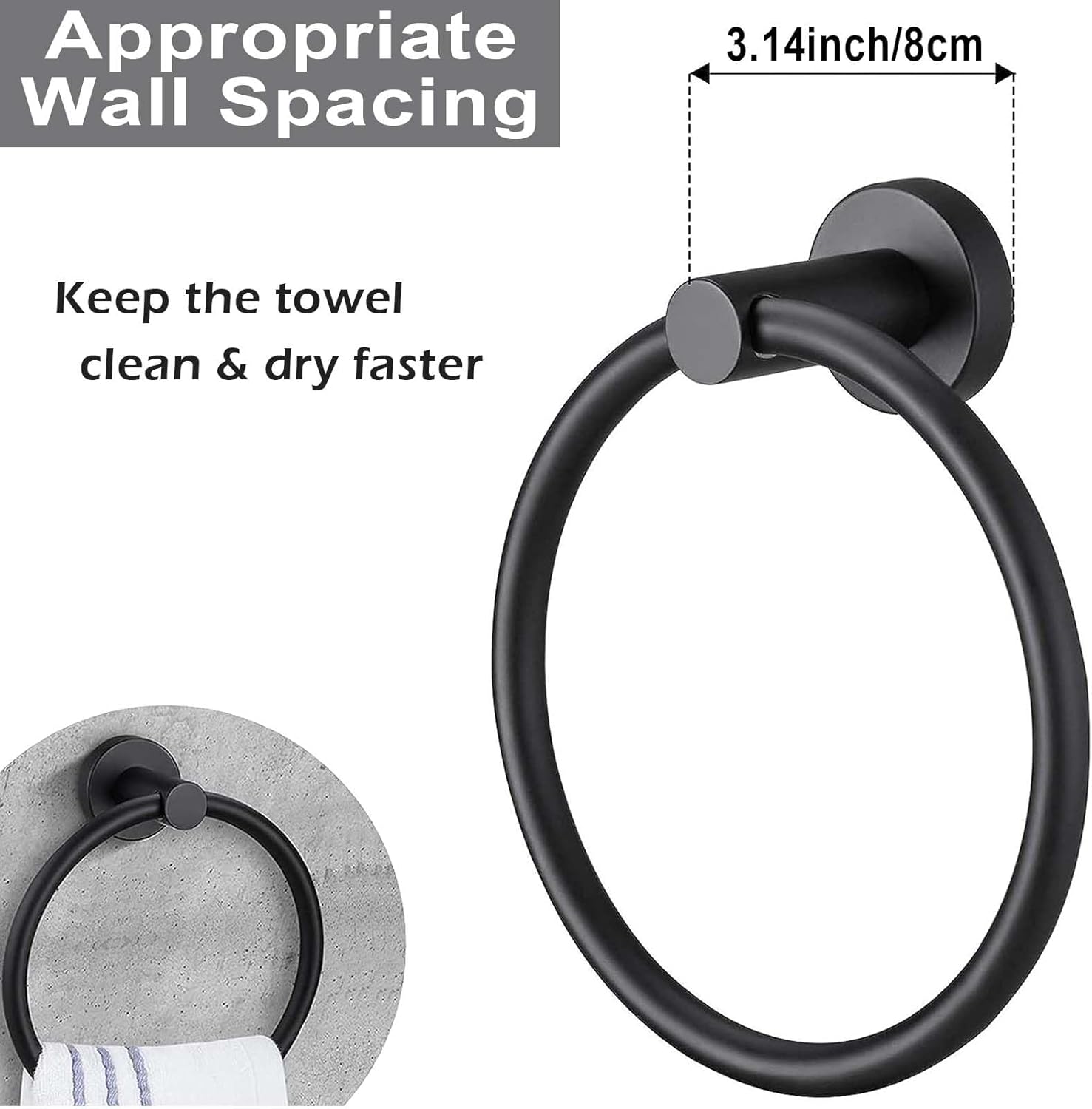 Matte Black Towel Ring and Paper Holder Set