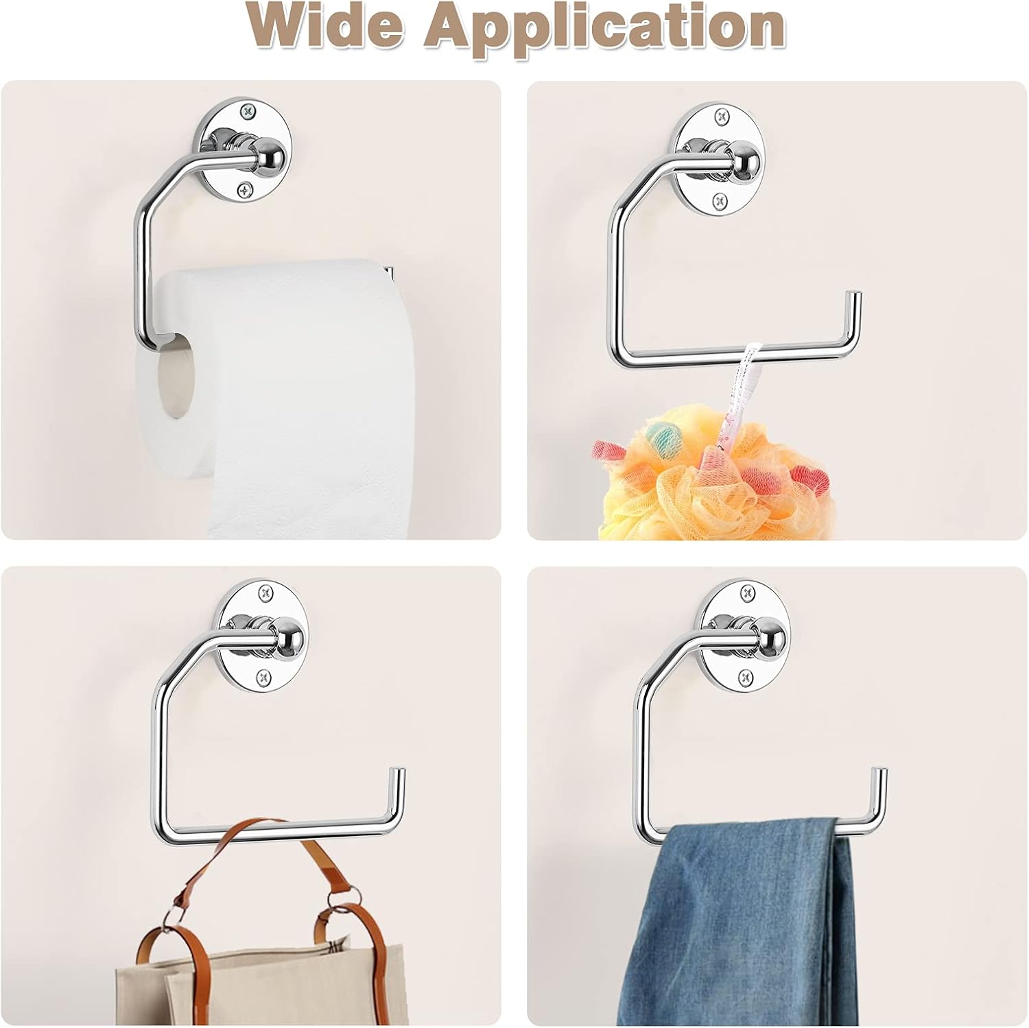 ETELI 3-Piece Stainless Steel Towel Ring Set with Toilet Paper Holder