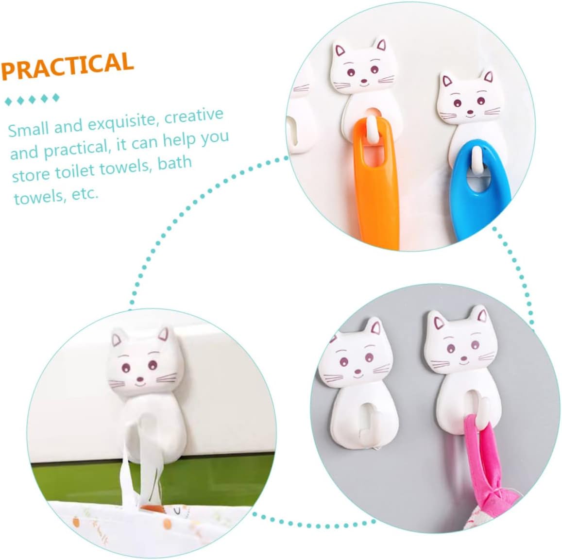 HOUDERCO 9pcs Adorable Cat Wall Hooks 1