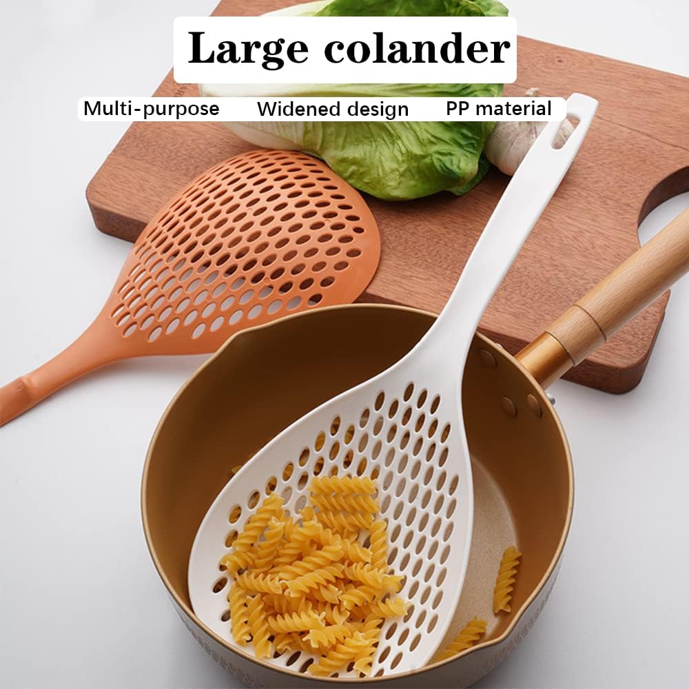 2 Pieces Plastic Skimmer Spoon with Handle White and Orange
