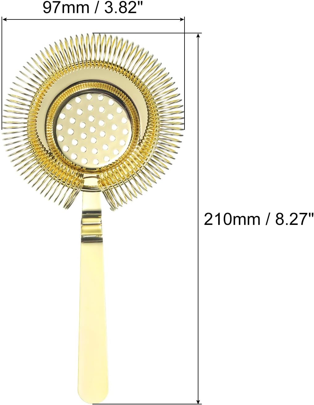 Cocktail Strainer - Stainless Steel Bar Strainer for Drinks 210mm Gold