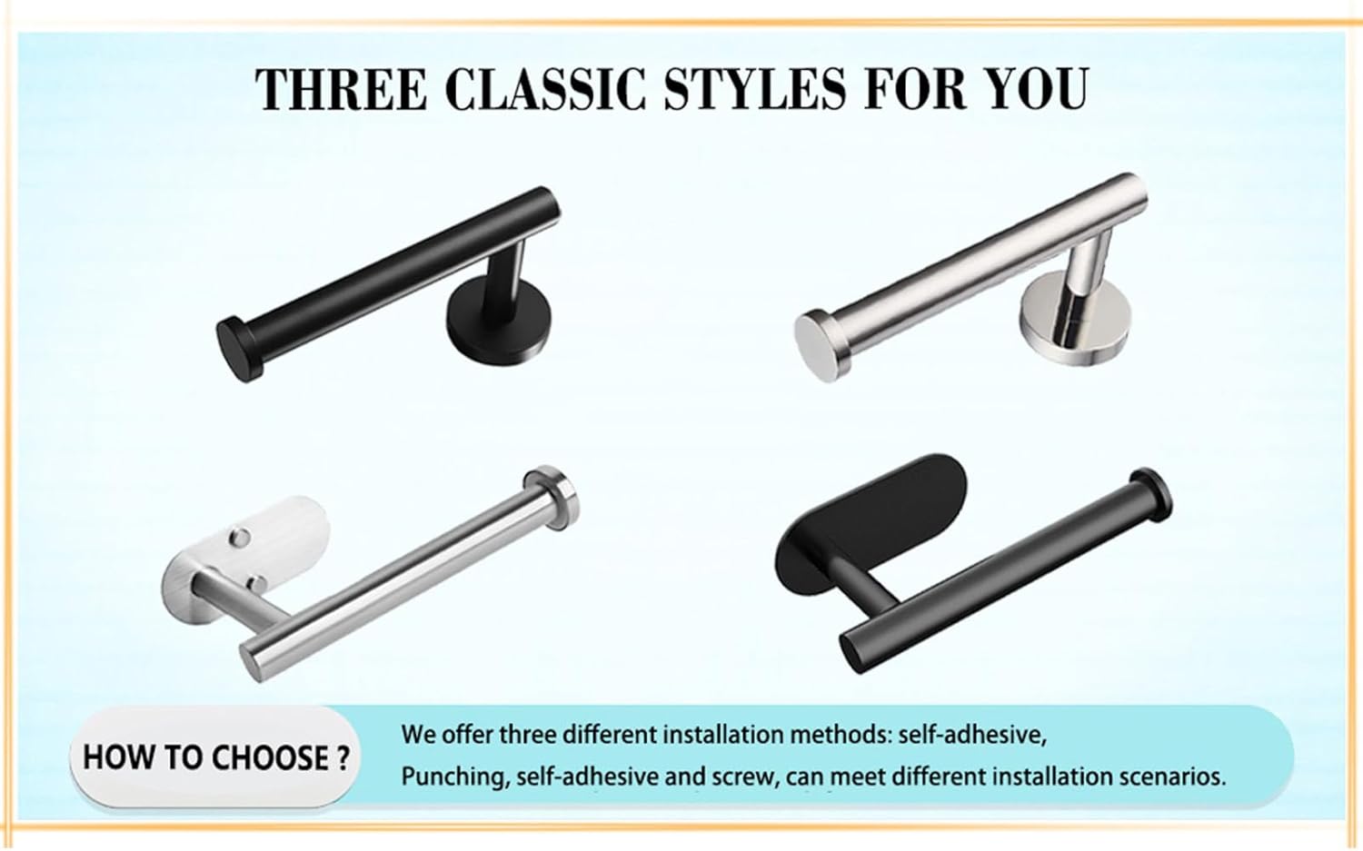 Matte Black Toilet Paper Holder Wall Mount Sturdy Stainless Steel