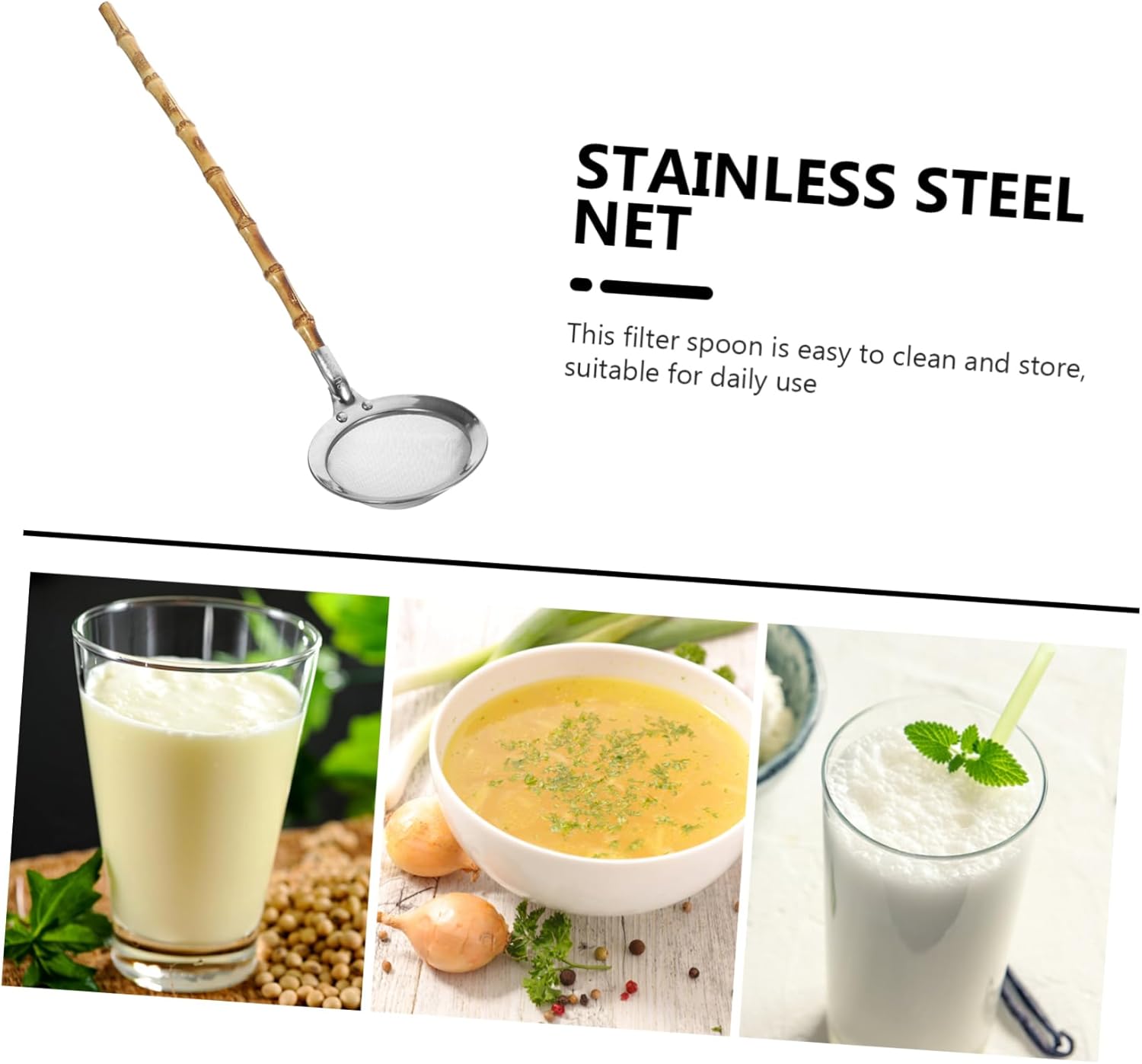 Luxshiny 304 Stainless Steel Slotted Spoon with Long Handle
