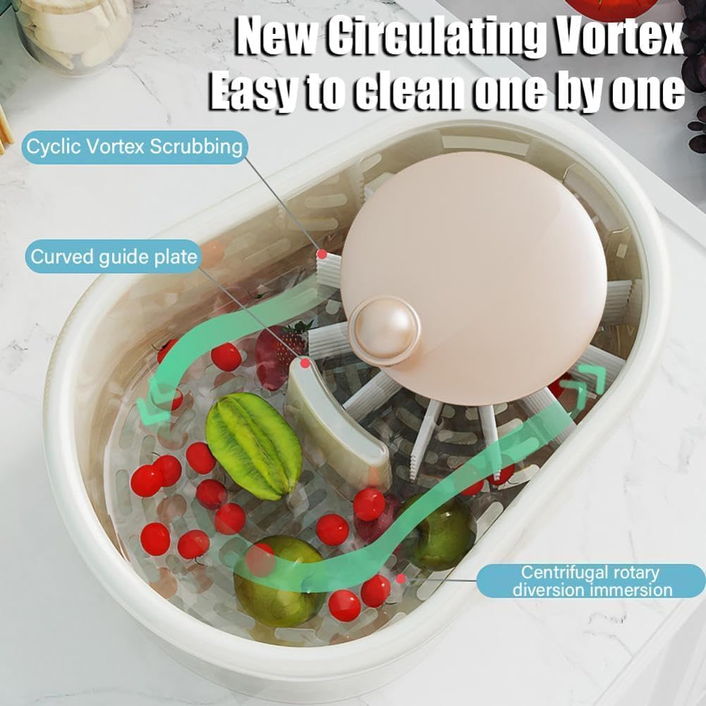 Fruit Cleaner Spinner with Brush and Colander