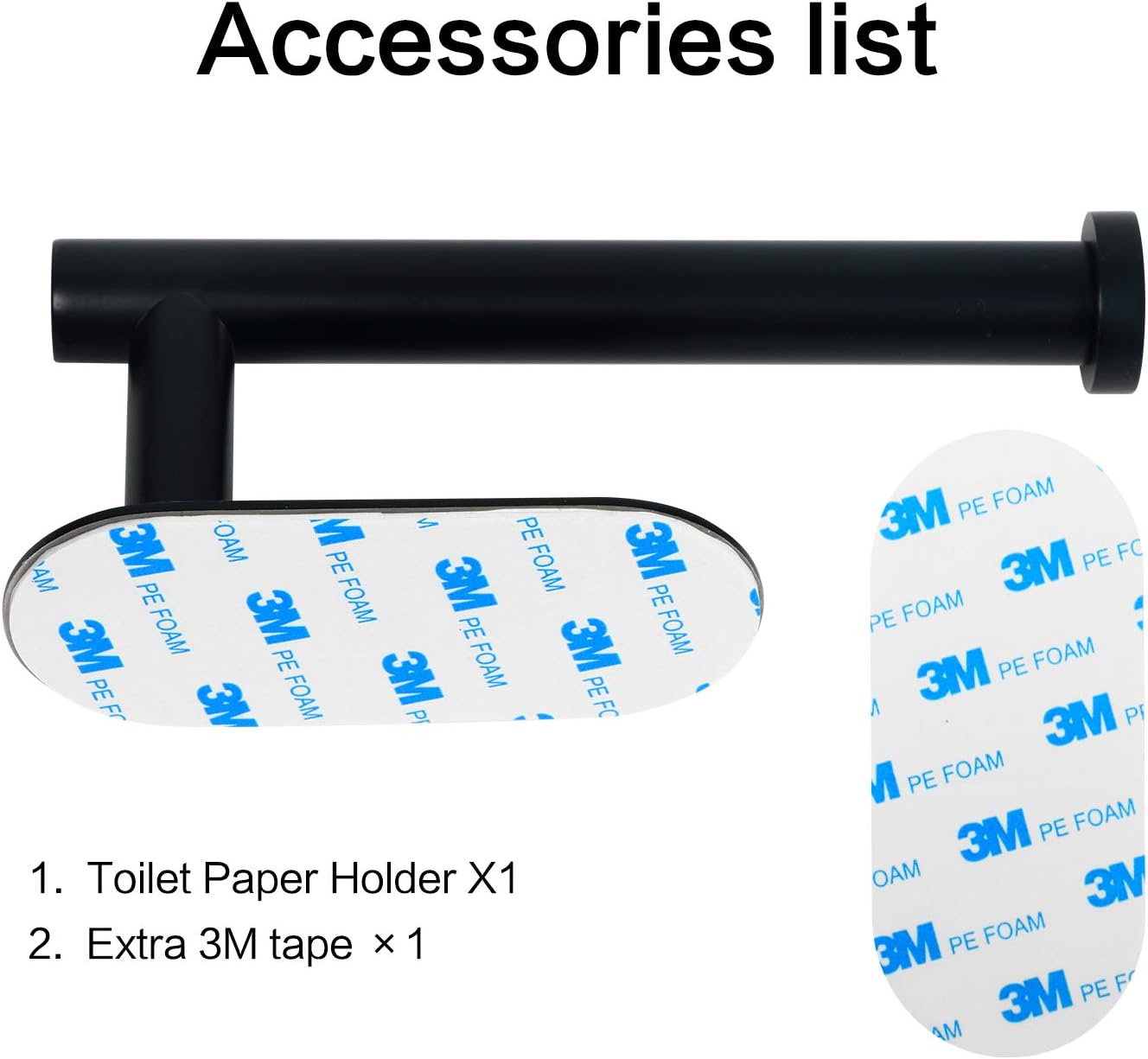 HouseAid Self Adhesive Toilet Paper Holder Matte Black 1