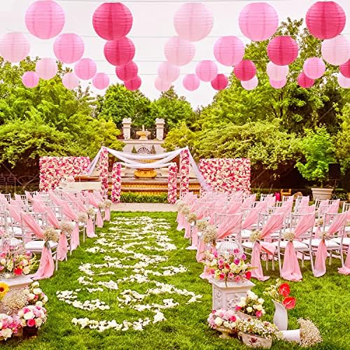 PheiLa 12 Pcs Pink Party Paper Lanterns Decorations