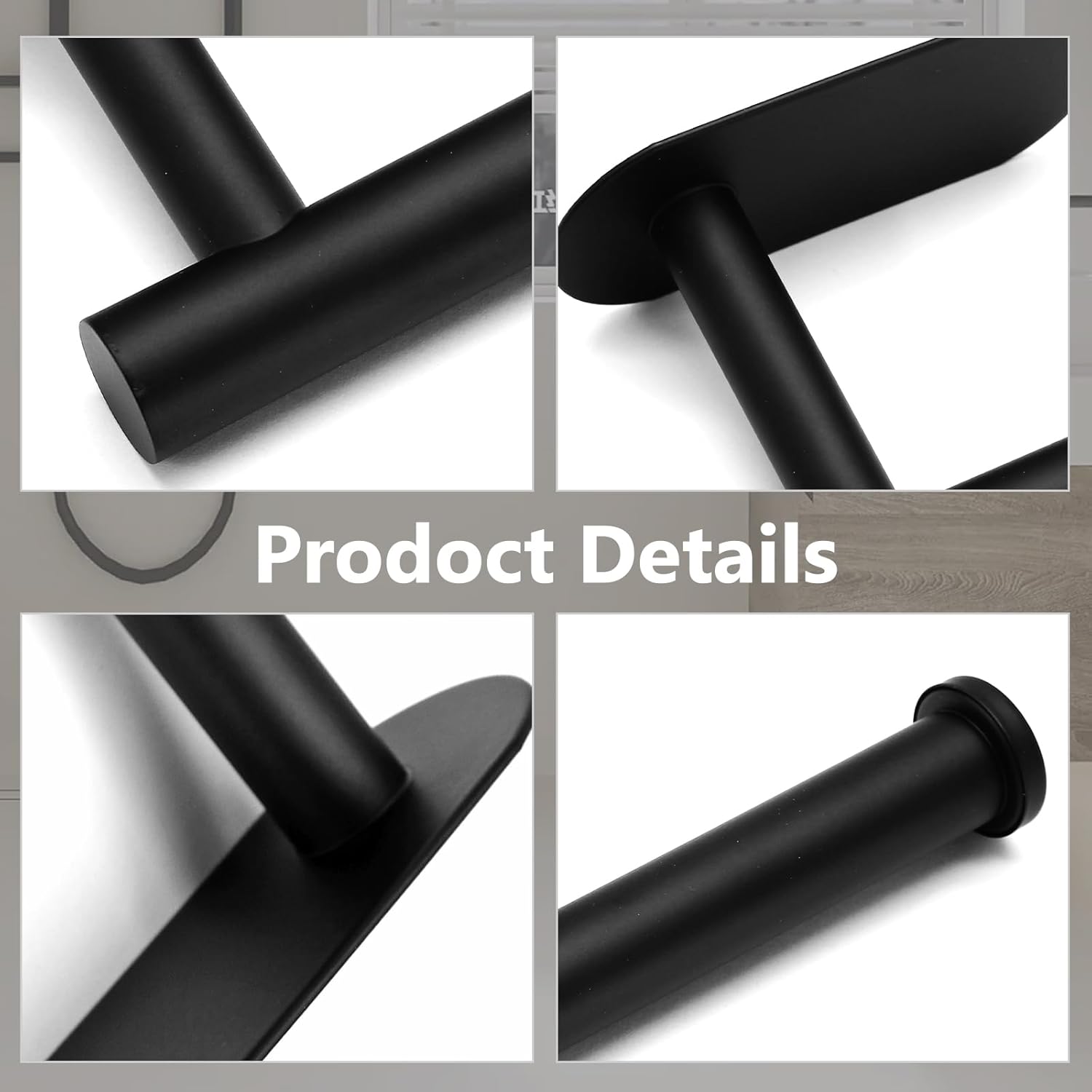 Stainless Steel Self Adhesive Toilet Paper Holder Black