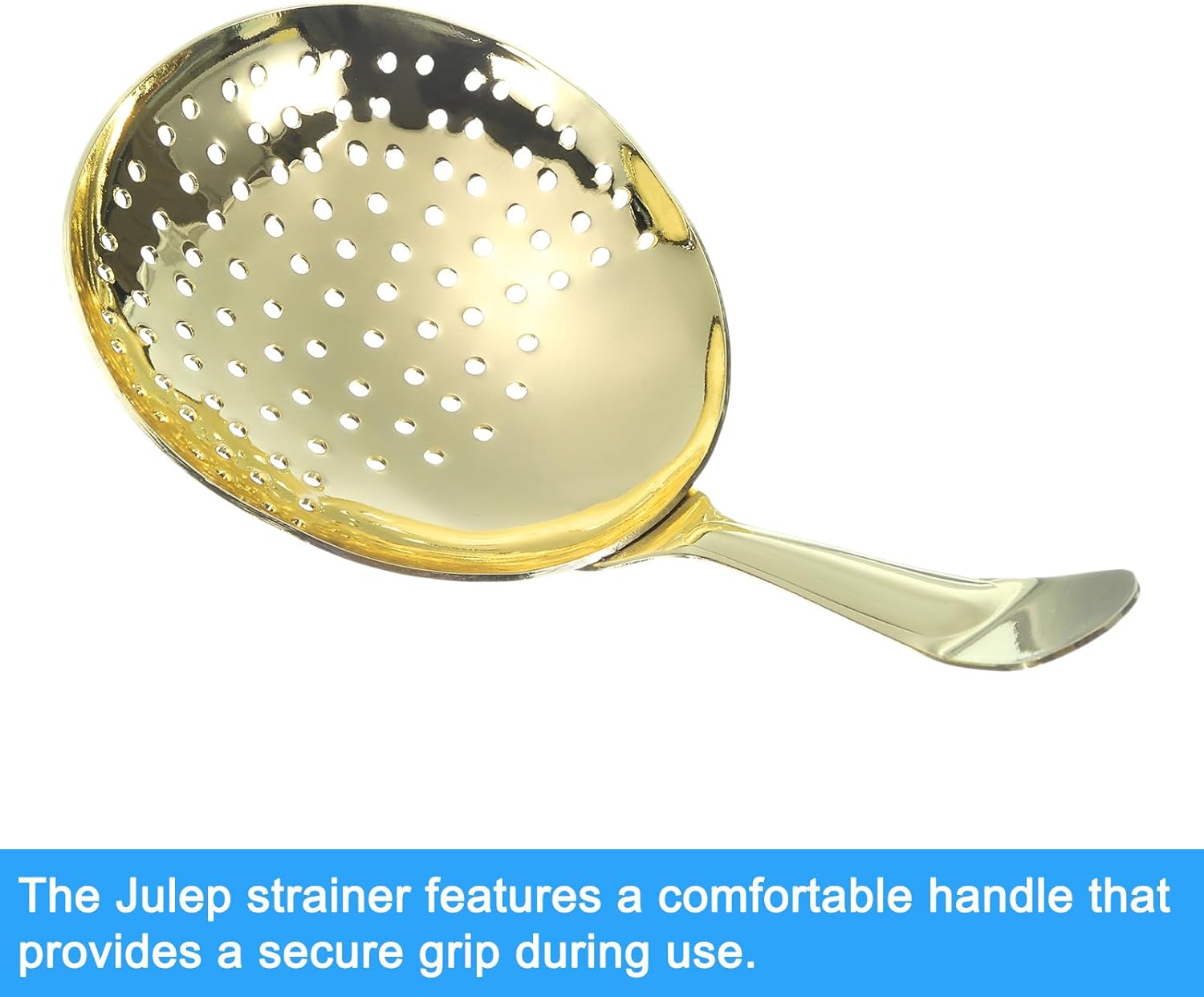Uxcell Julep Strainer - Stainless Steel Cocktail Strainer 155mm Gold