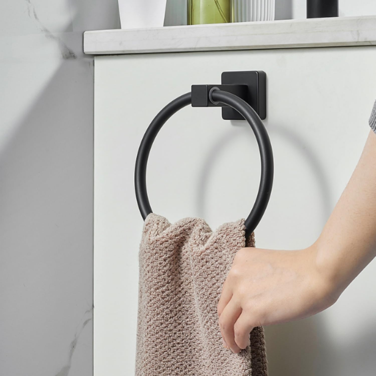 Matte Black Stainless Steel Towel Ring